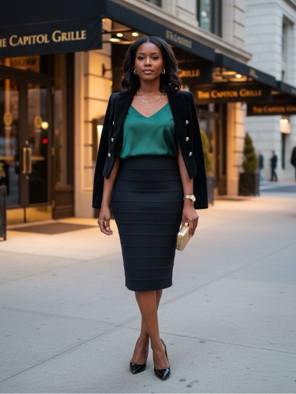 New York & Company Black Bandage Pencil Skirt Size S Textured Bodycon Knit